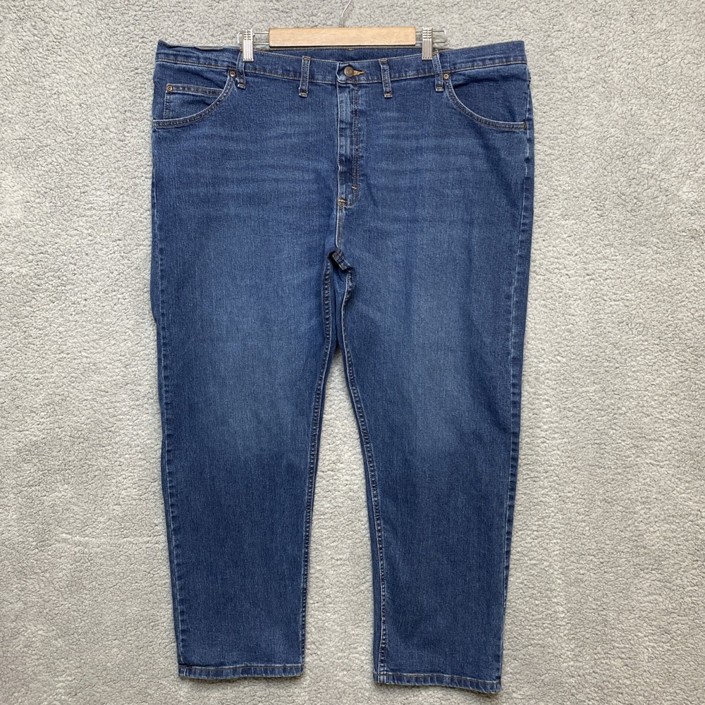 Wrangler Jeans Men 46x30 Blue Denim Med Wash Classic Fit Straight Work Casual